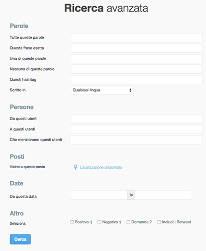 Ricerca avanzata su Twitter