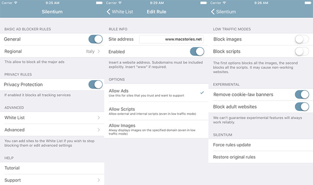 Silentium content blocker