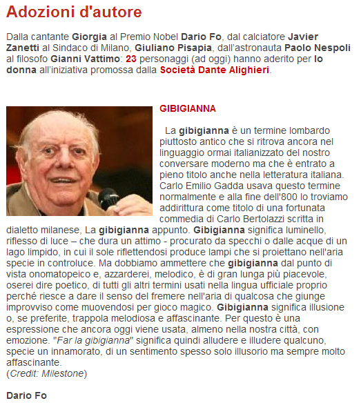 La scheda dell'adozione di Dario Fo