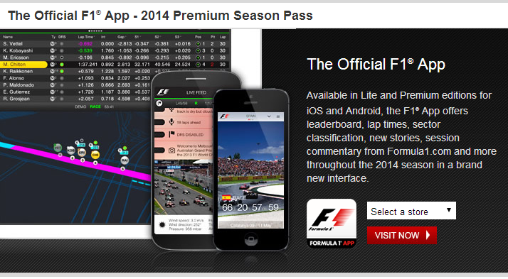 L'applicazione ufficiale della Formula 1, stagione 2014