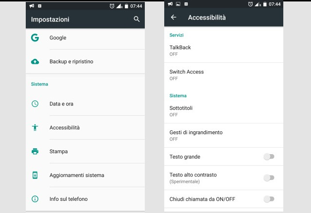 abilitare le gesture android
