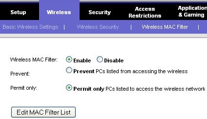 Filtro MAC address