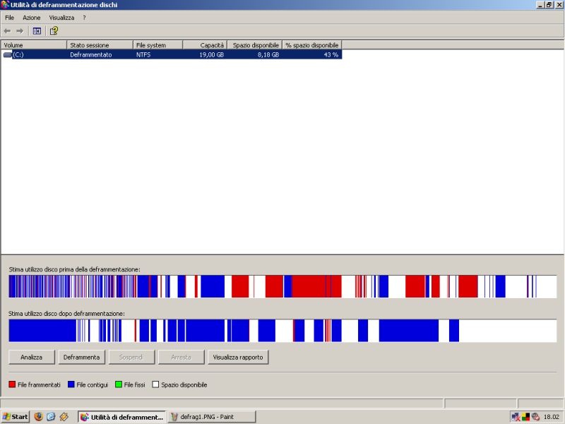 Deframmentazione in corso