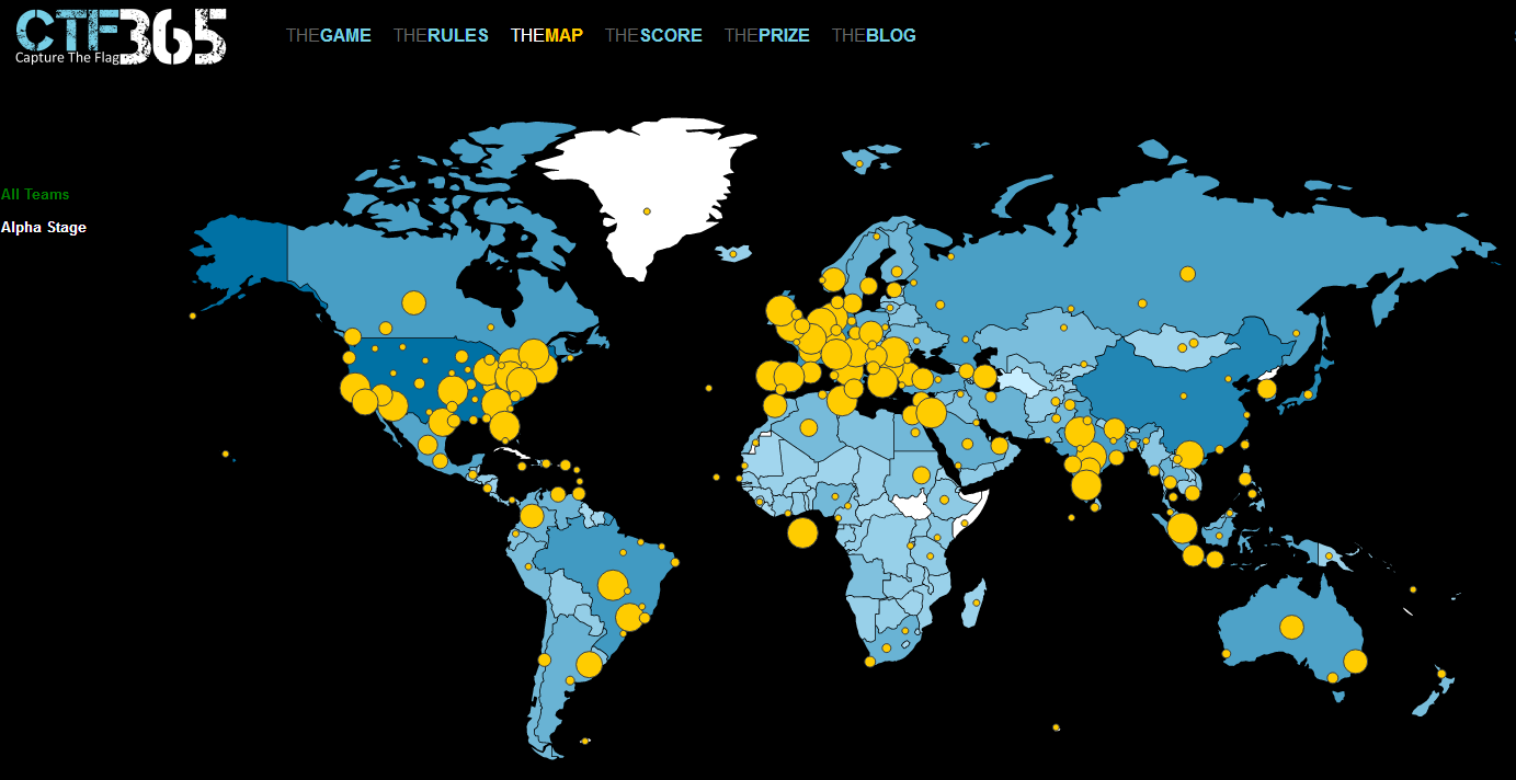 La mappa con i team di Capture the flag