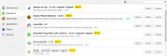 Addio alle vecchie estensioni Firefox