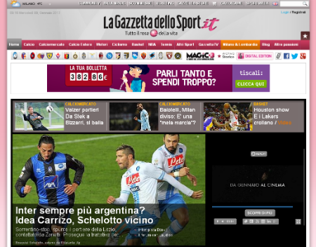 la home del quotidiano sportivo