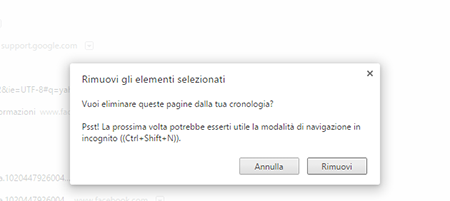 Come si elimina la cronologia con Chrome