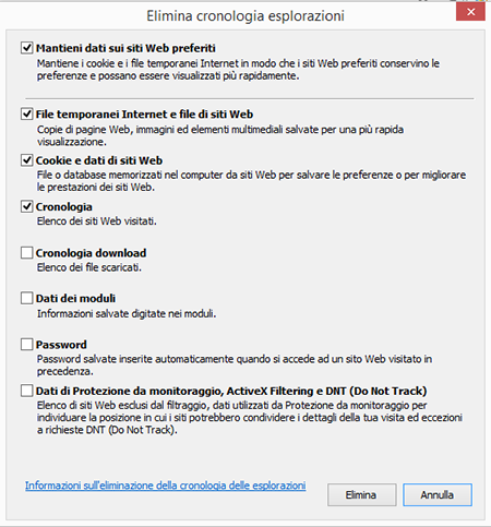 Come si elimina la cronologia con Internet Explorer