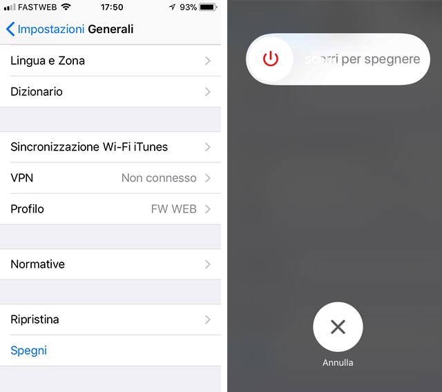 Spegnere iPhone