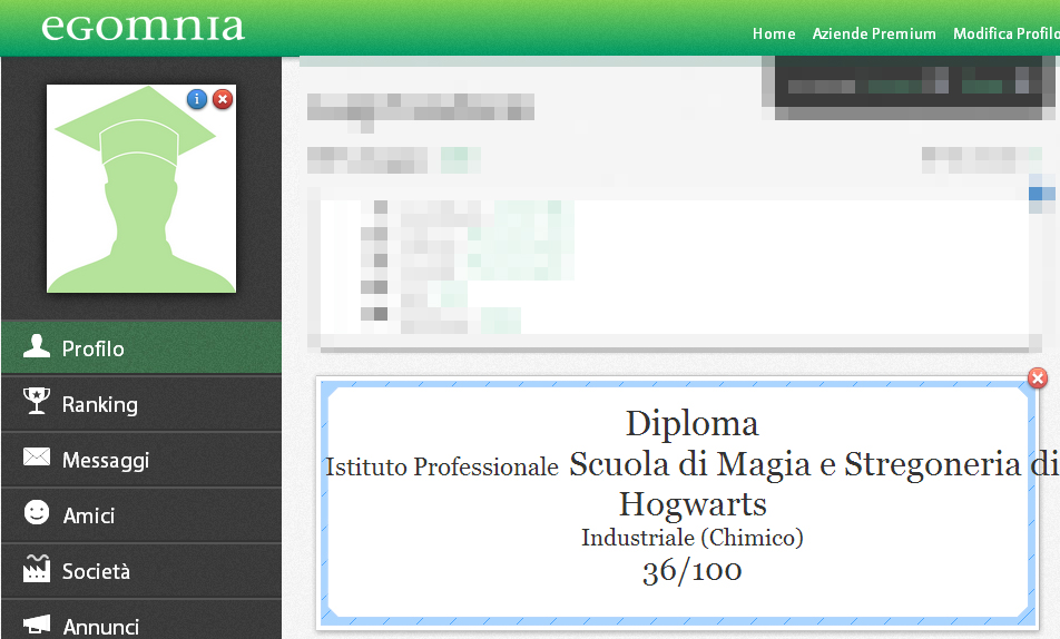 Il diploma ottenuto alla Scuola di Magia e Stregoneria di Hogwarts