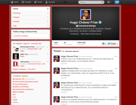 l'account Twitter del presidente del Venezuela