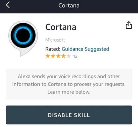 La skill di Cortana per Alexa