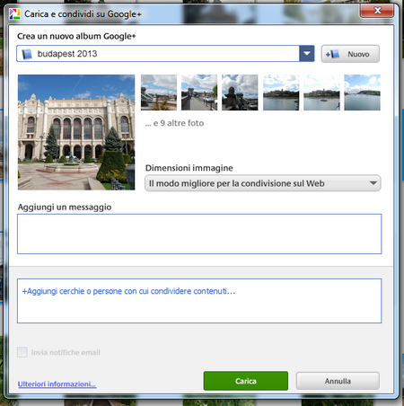 Creare un album condiviso con Picasa