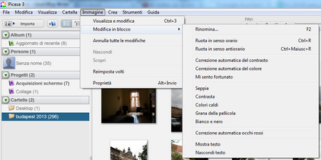 Modifica foto in blocco con Picasa