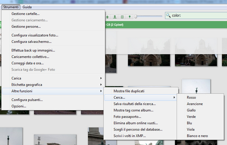 Filtrare foto per colore con Picasa