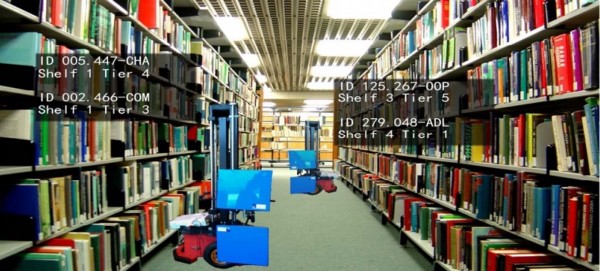 robot in biblioteca