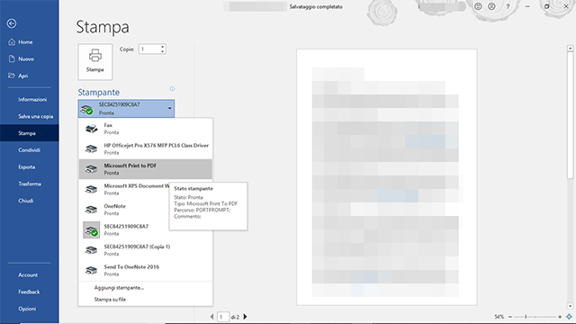 Stampante PDF Microsoft