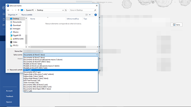 Word salva come PDF