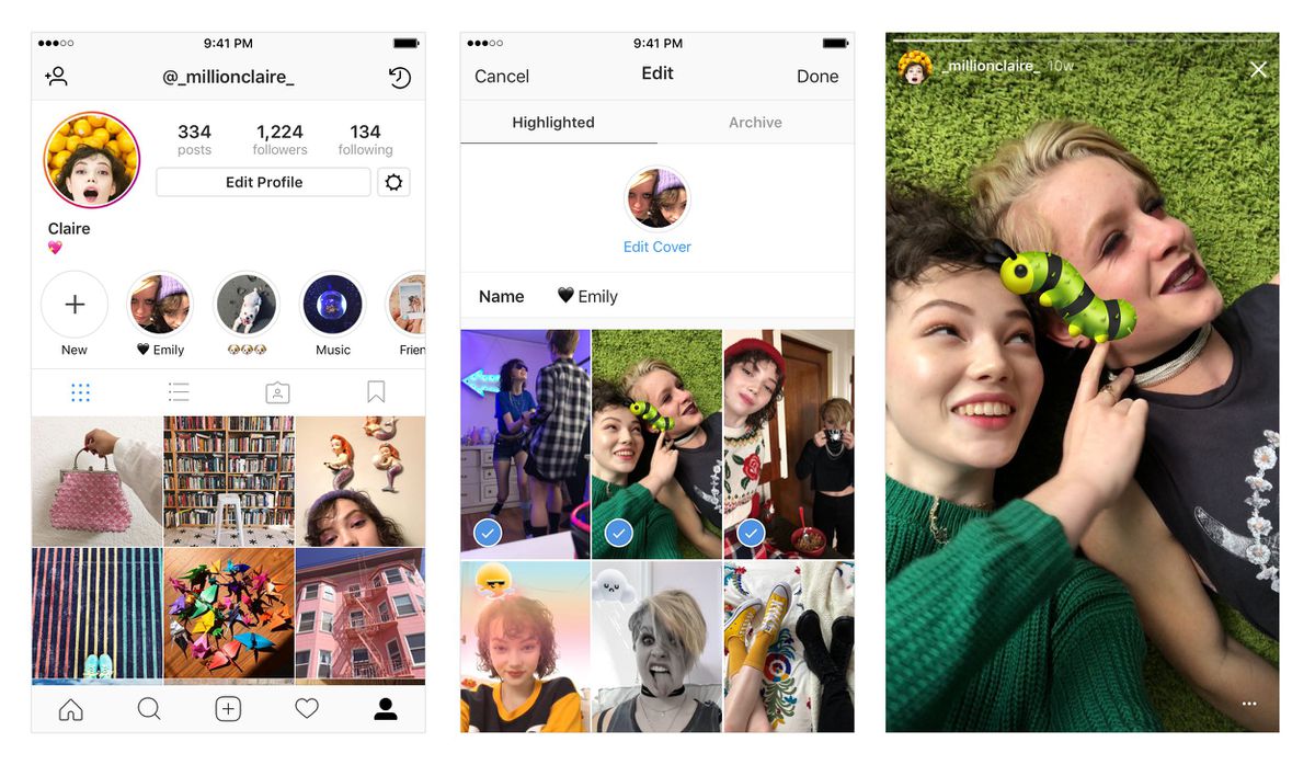 Storie Instagram in evidenza sul proprio profilo