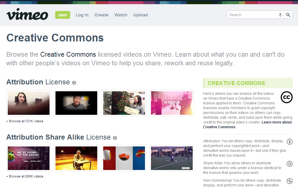 Video Creative Commons su Vimeo