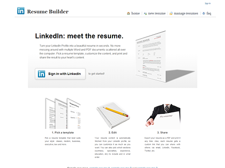 Resume Builder di LinkedIn