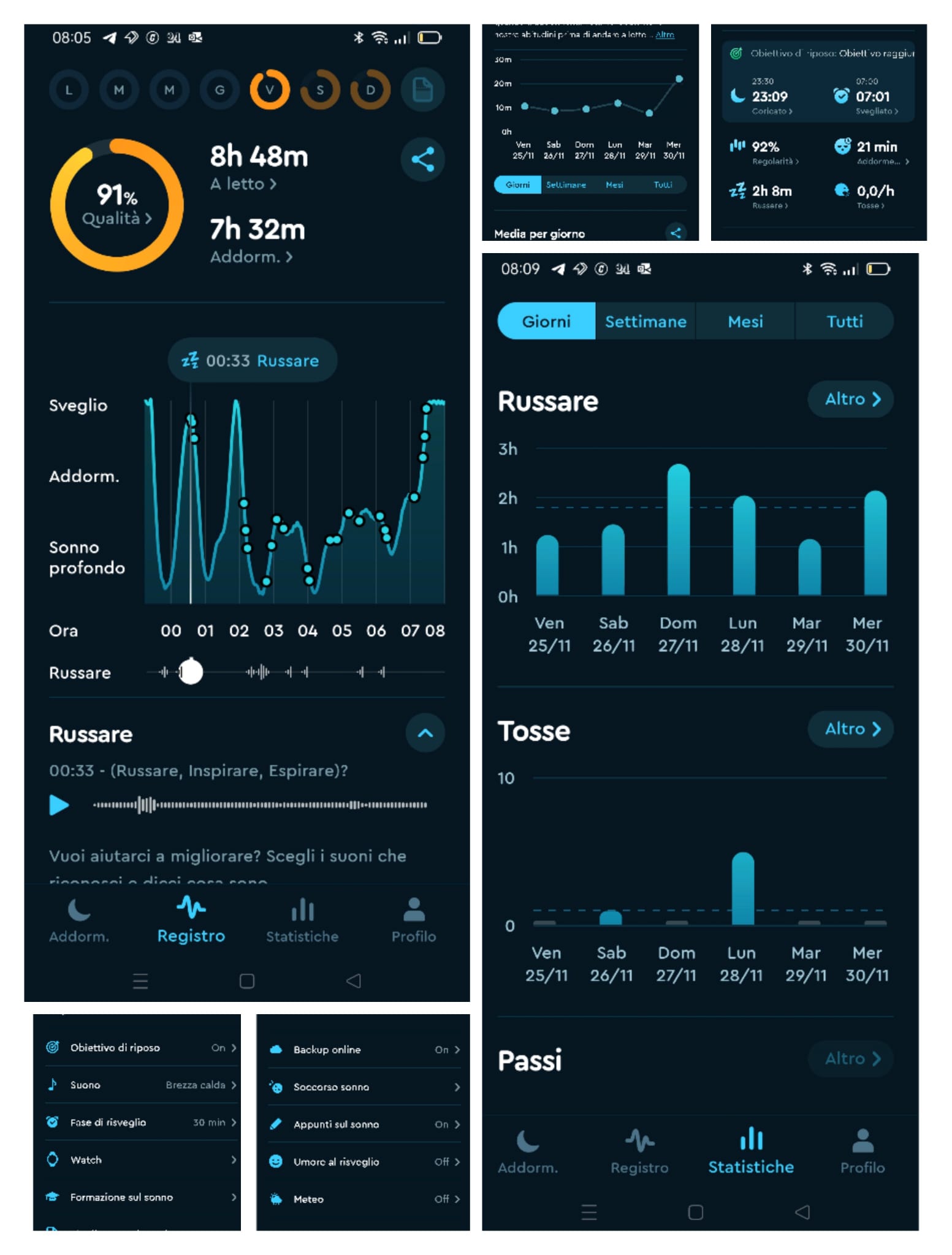 Esempio di app dedicata al monitoraggio del sonno